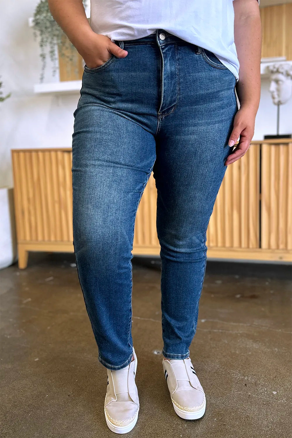 Judy Blue Full Size Tummy Control High Waist Slim Jeans - women's bottoms at Lola Mariee boutique