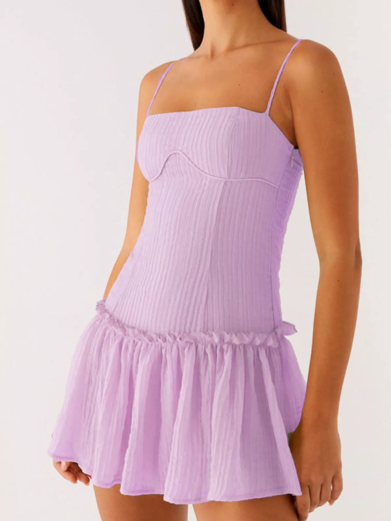 Ruffle Hem Cami Mini Dress – view 7 | Lola Mariee
