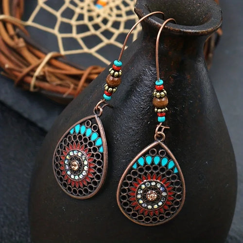 Alloy Oil Drip Beaded Teardrop Earrings | Lola Mariee