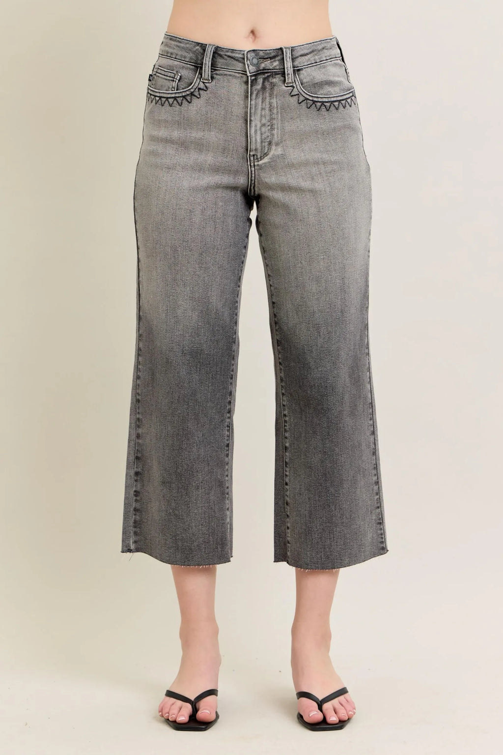 Judy Blue Full Size Wide Leg Capris Jeans Plus Size - women's bottoms at Lola Mariee boutique