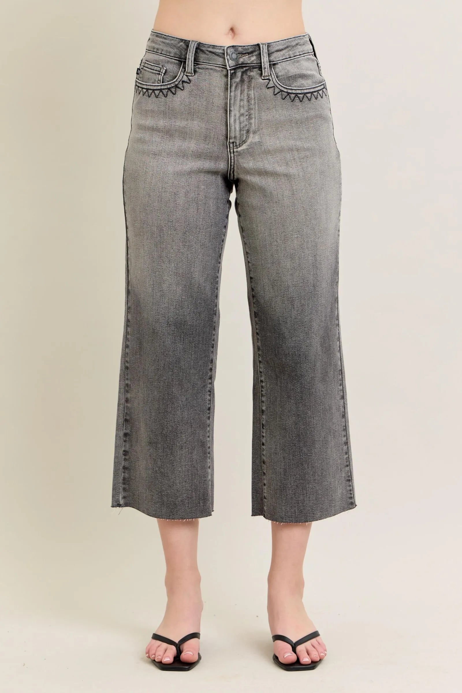 Judy Blue Full Size Wide Leg Capris Jeans Plus Size - women's bottoms at Lola Mariee boutique