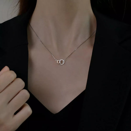 925 Sterling Silver Zircon Geometric Necklace – view 2 | Lola Mariee