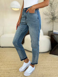 Judy Blue Full Size Mid Rise Rigid Magic Release Hem Jeans - women's bottoms at Lola Mariee boutique
