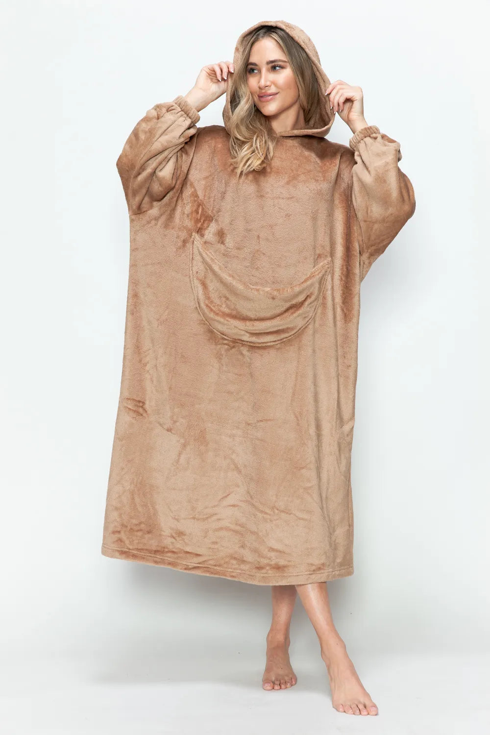 Double Take Full Size Pocketed Hooded Midi Lounge Dress – view 10 | Lola Mariee