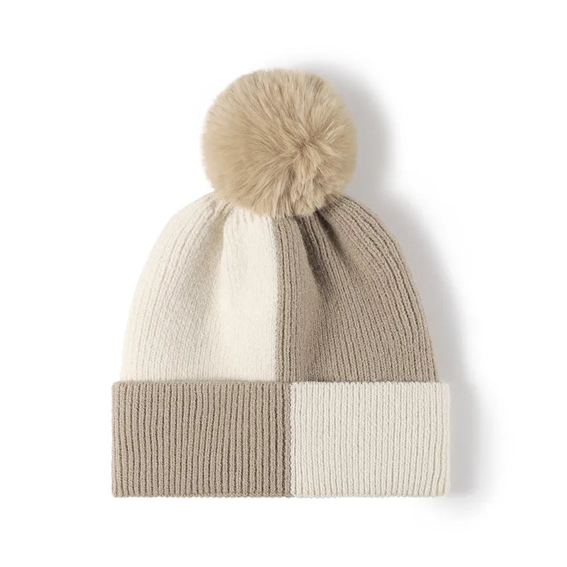 Color Block Knit Hat with Pom-pom – view 5 | Lola Mariee