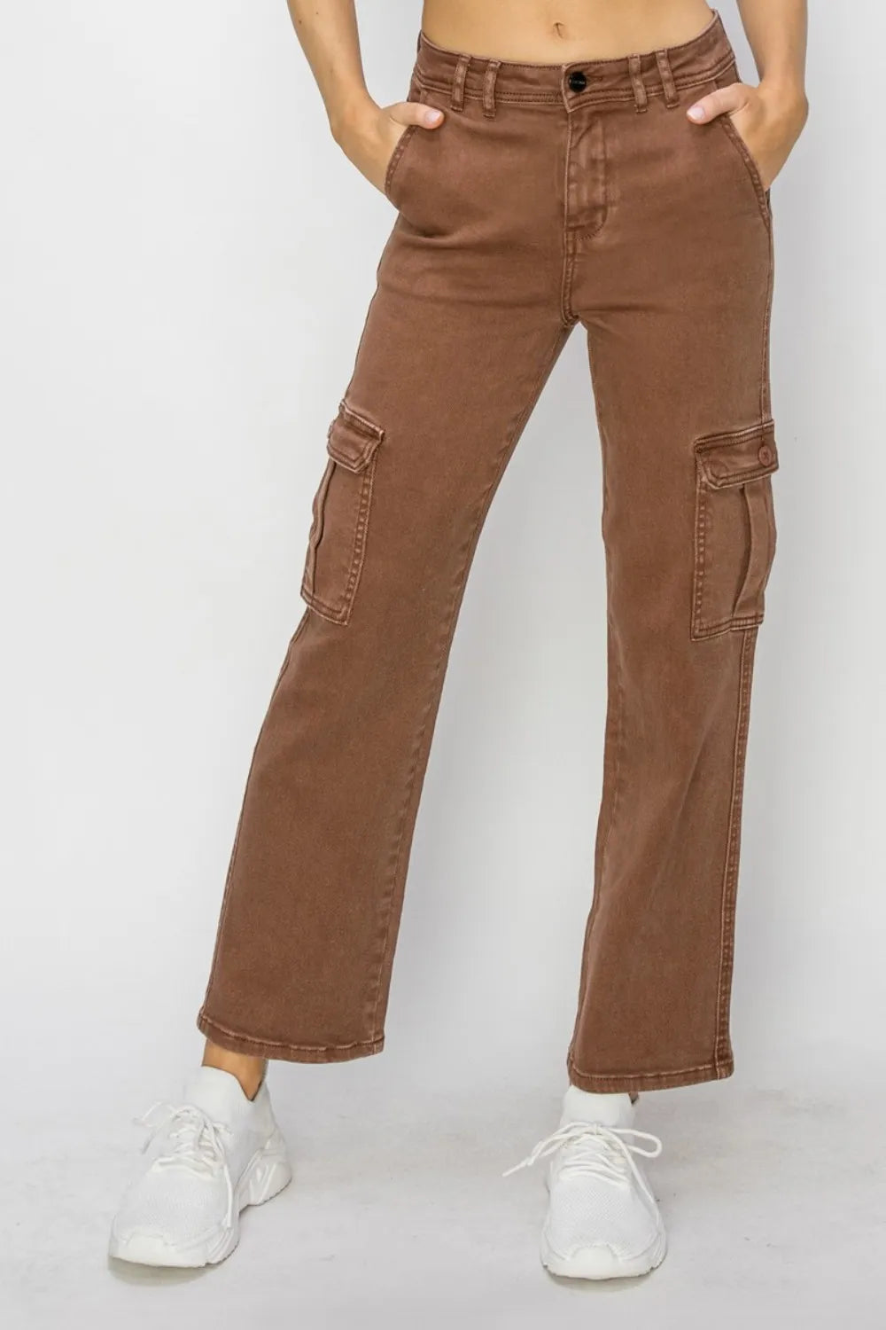 Risen Full Size High Rise Cargo Jeans - women's bottoms at Lola Mariee boutique