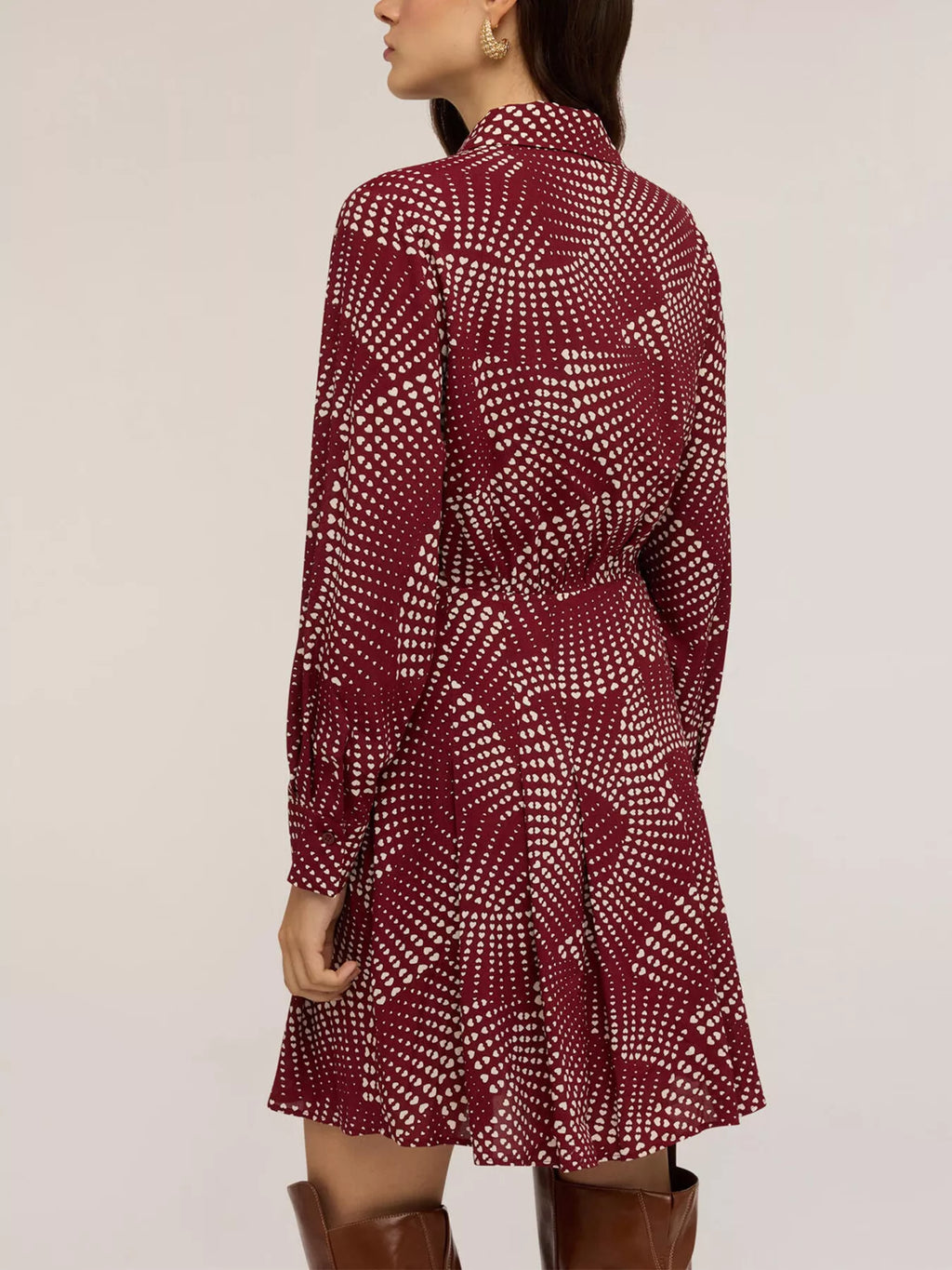 Printed Long Sleeve Mini Shirt Dress - Trendsi | Lola Mariee