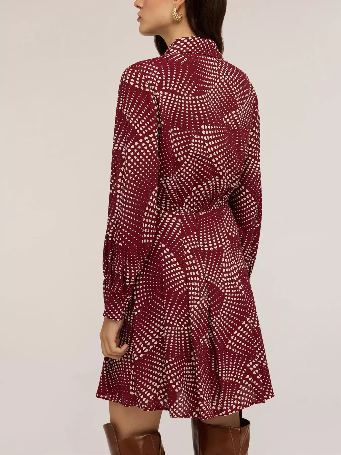 Printed Long Sleeve Mini Shirt Dress - Trendsi | Lola Mariee