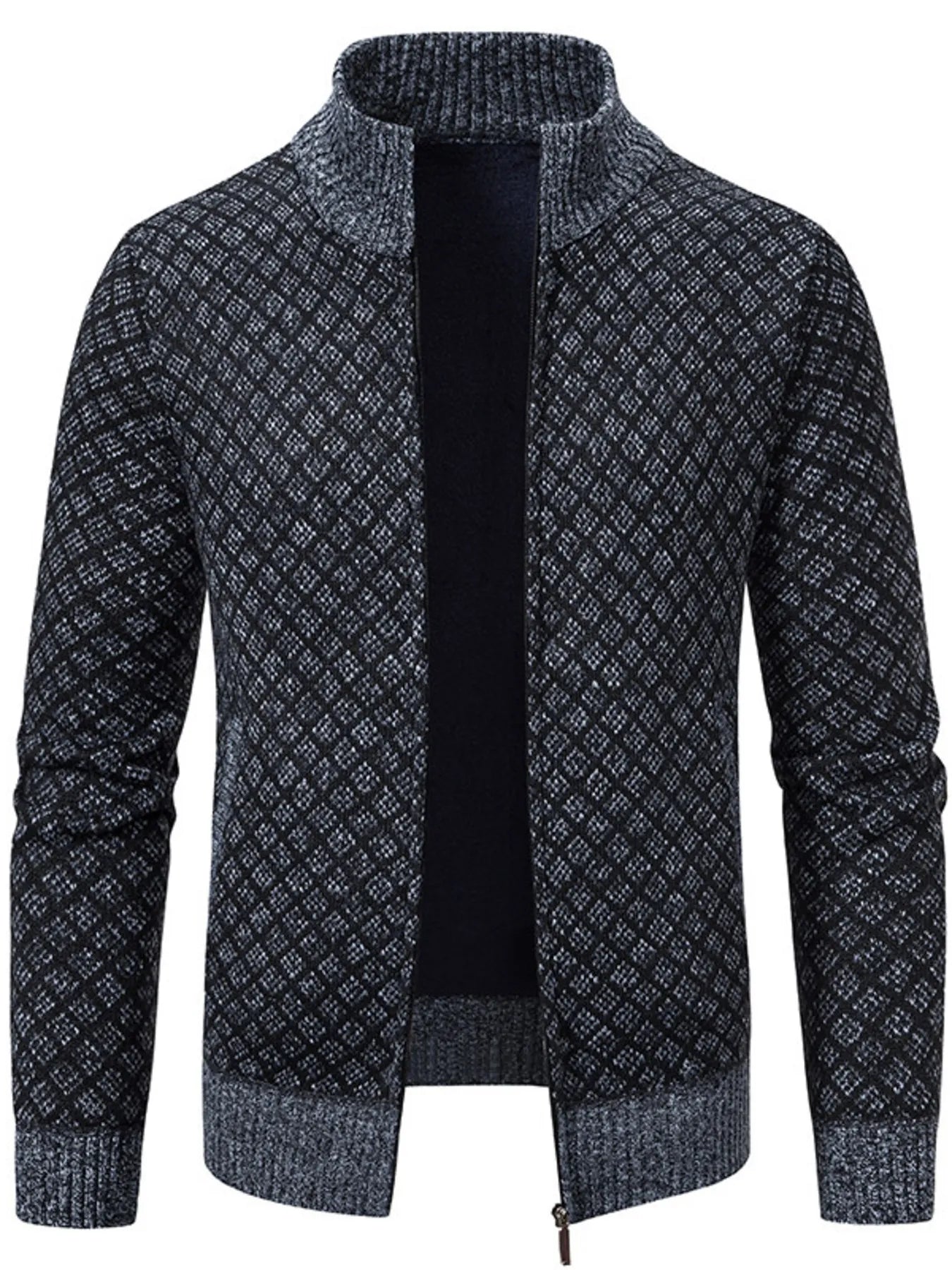 Men's Plus Size Zip-Up Knit Cardigan – view 9 | Lola Mariee