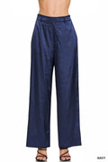 Zenana Wide-Leg Satin Pants - women's bottoms at Lola Mariee boutique