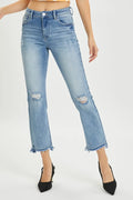 RISEN Full Size High Rise Distressed Cropped Straight Jeans - women's top at Lola Mariee boutique