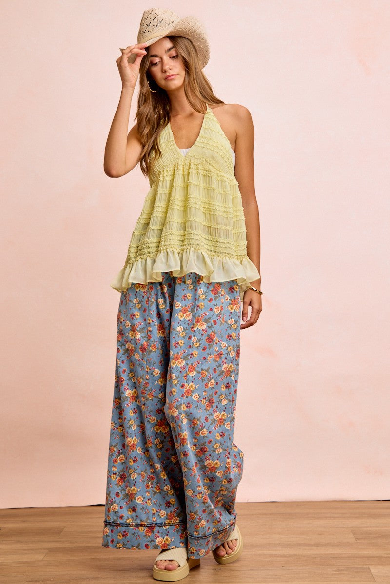 BiBi Floral Printed Drawstring Wide Pants - Trendsi | Lola Mariee
