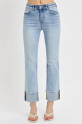 RISEN High Rise Straight Cuffed Relaxed Jeans - women's bottoms at Lola Mariee boutique