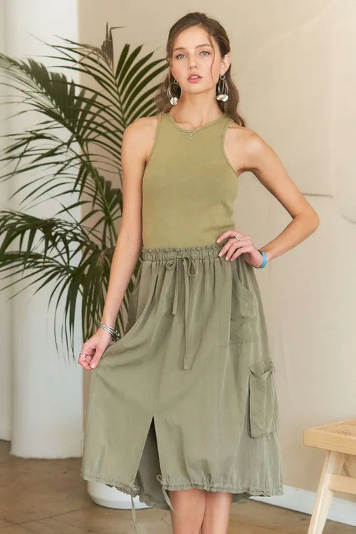 ADORA Drawstring Sleeveless Washed Dress | Lola Mariee