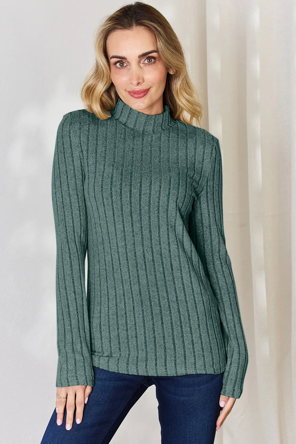 Basic Bae Full Size Ribbed Mock Neck Long Sleeve T-Shirt – view 9 | Lola Mariee