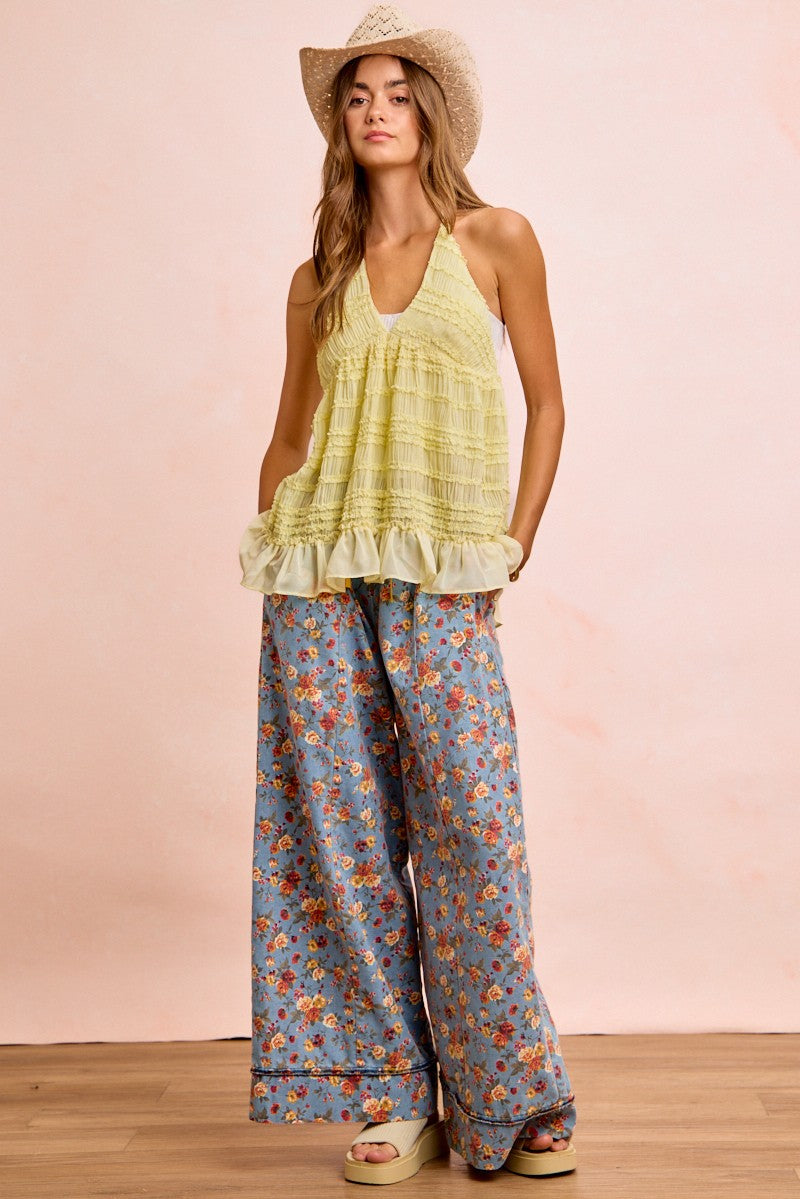 BiBi Floral Printed Drawstring Wide Pants - Trendsi | Lola Mariee