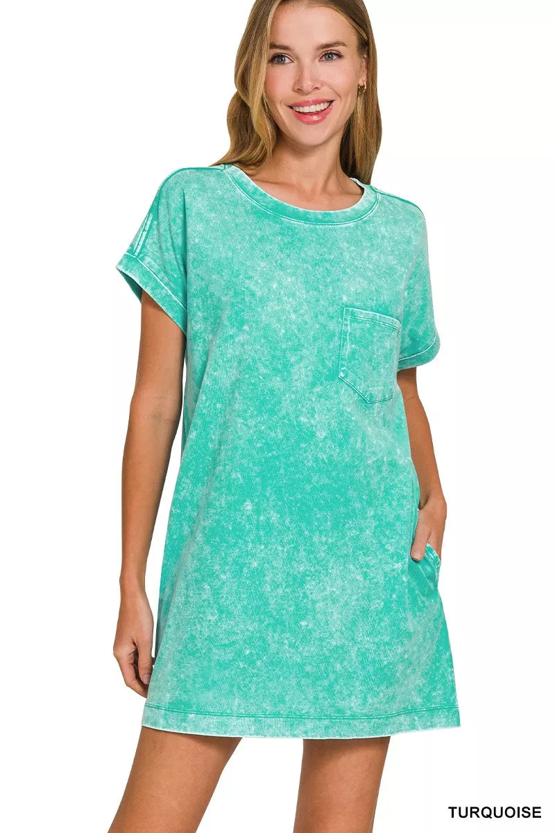 Zenana Premium Cotton Washed T-Shirt Dress - Trendsi | Lola Mariee
