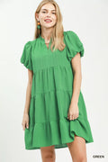 Umgee Puff Sleeve Tiered Babydoll Dress - Trendsi | Lola Mariee