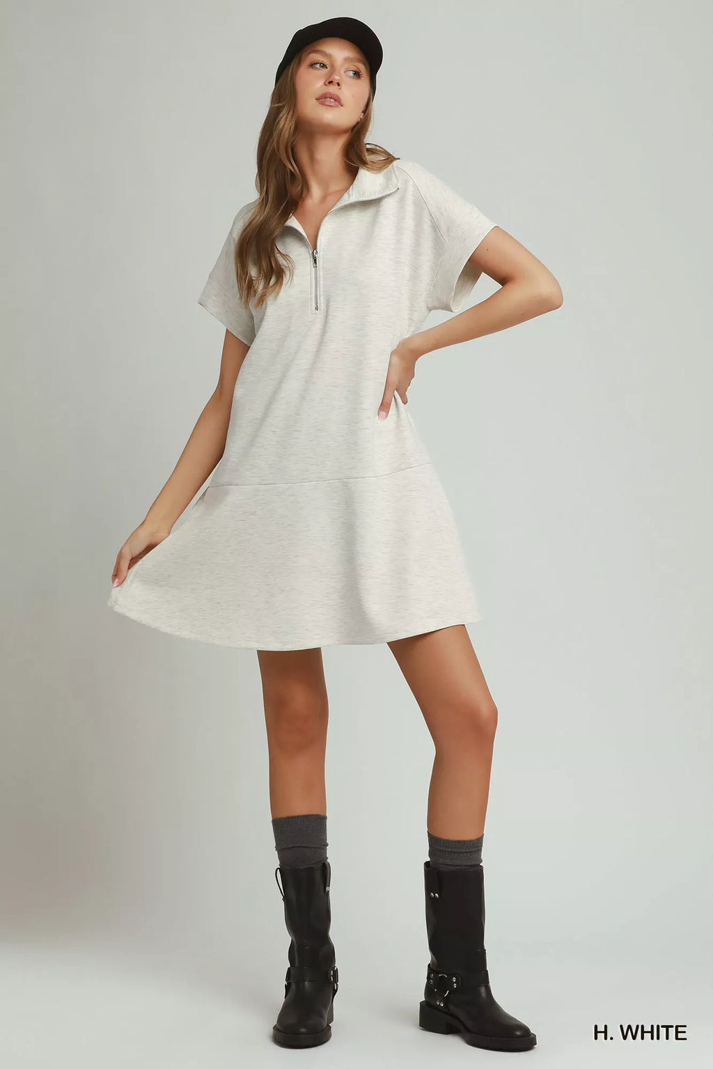 Umgee Collared Quarter Zip Dress with Size Pocket - Trendsi | Lola Mariee