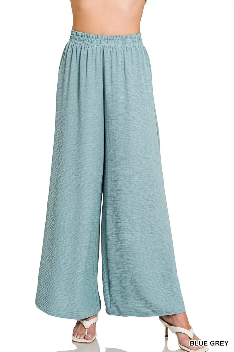 Zenana Woven Airflow Elastic Waistband Pants - women's bottoms at Lola Mariee boutique