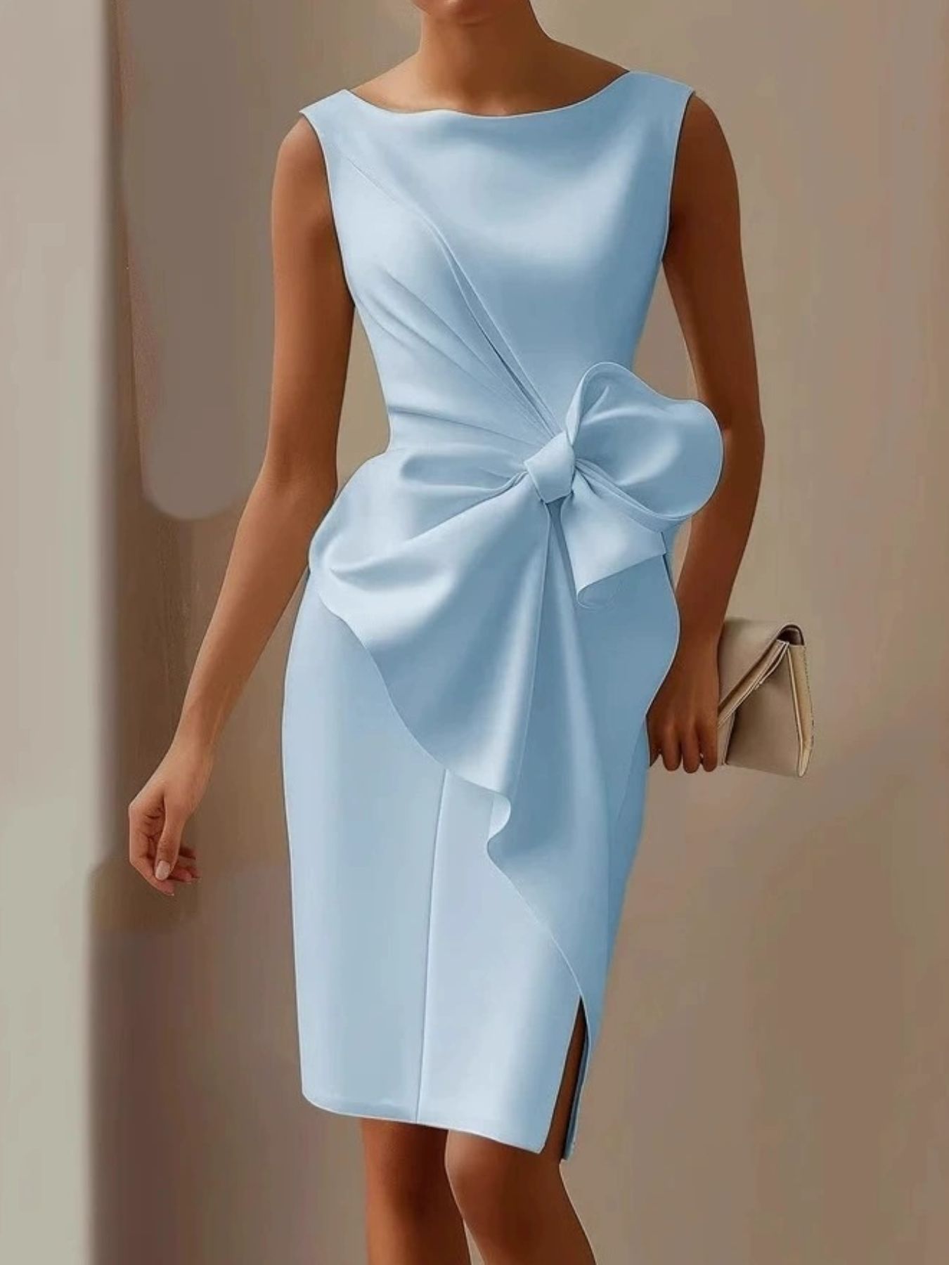 Full Size Bowknot Front Sleeveless Dress Plus Size – view 10 | Lola Mariee