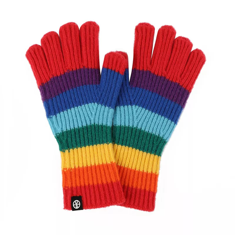 Rainbow Striped Knitted Gloves | Lola Mariee