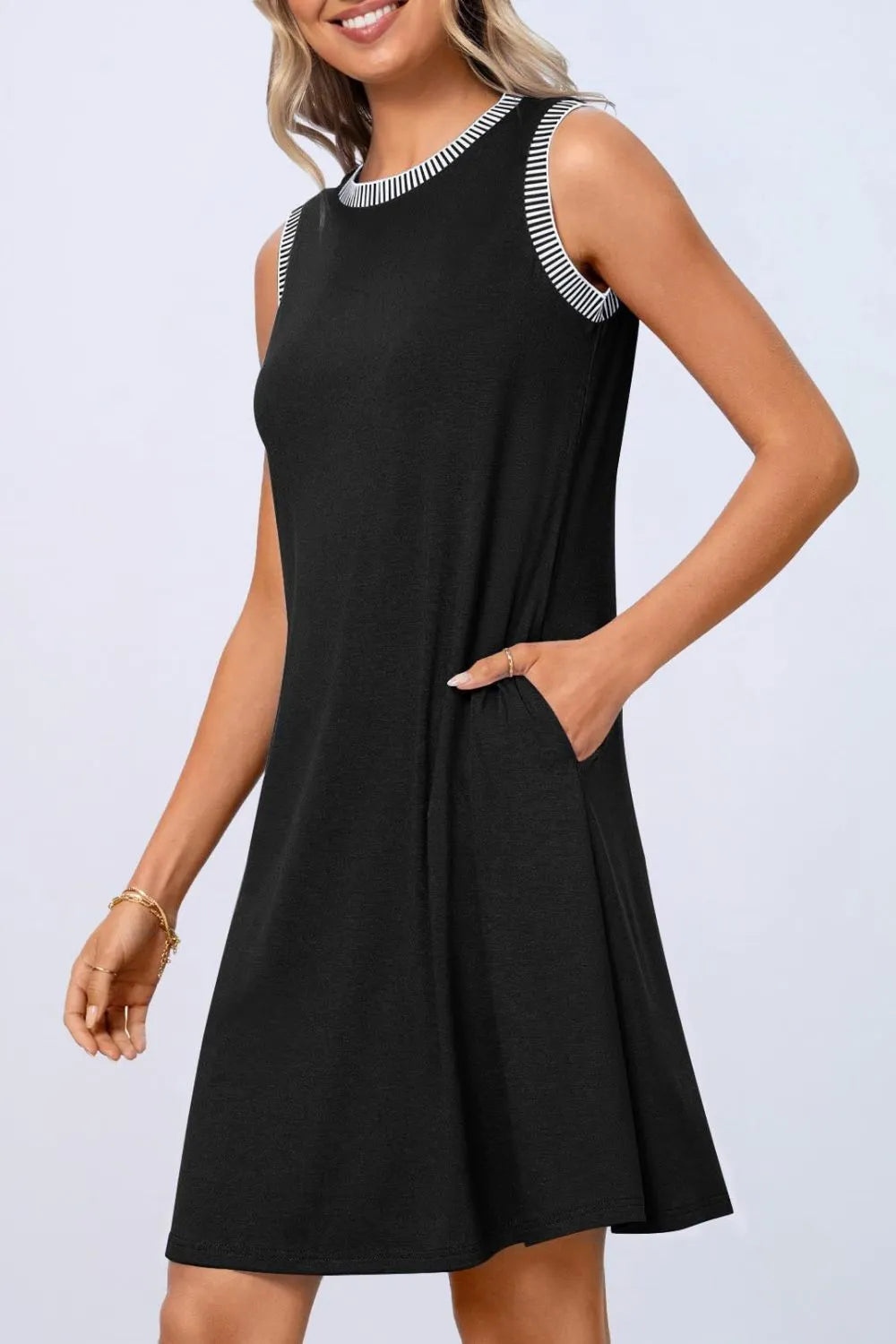 Round Neck Sleeveless Mini Tank Dress – view 6 | Lola Mariee