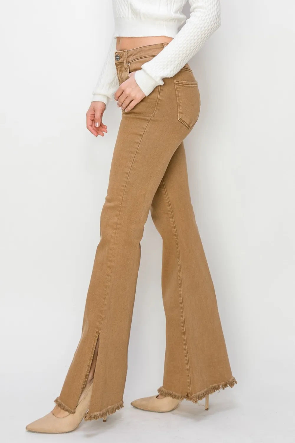RISEN Bailey Full Size High Waist Side Slit Flare Jeans - LOLA MARIEE | Lola Mariee
