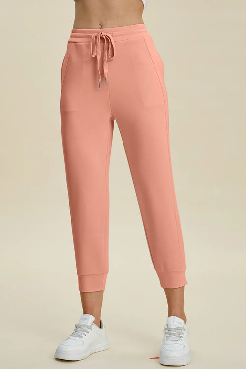 Basic Bae Full Size Air Scuba Drawstring High Waist Cropped Pants – view 2 | Lola Mariee