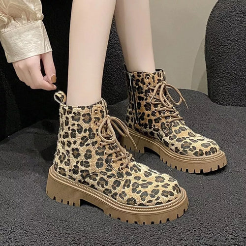 Animal Print Lace-Up Ankle Boots | Lola Mariee
