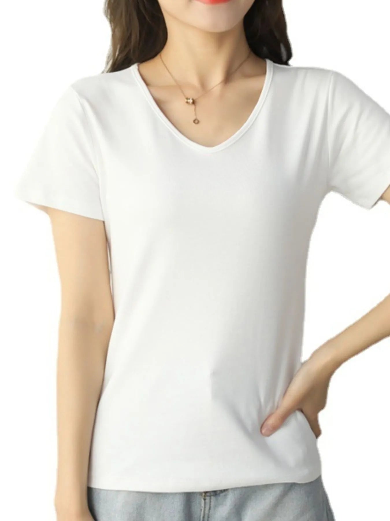 V-Neck Short Sleeve T-Shirt - Trendsi | Lola Mariee