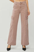 RISEN Full Size High Rise Wide Leg Cargo Jeans - women's bottoms at Lola Mariee boutique