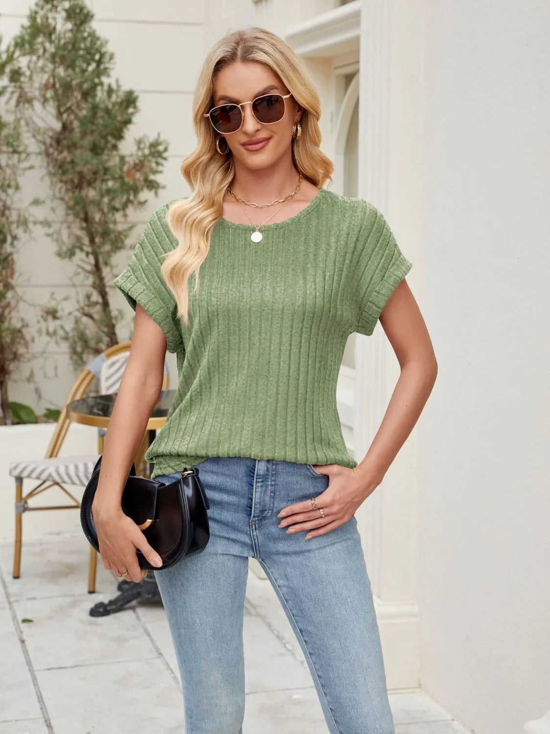 Round Neck Short Sleeve T-Shirt - Trendsi | Lola Mariee