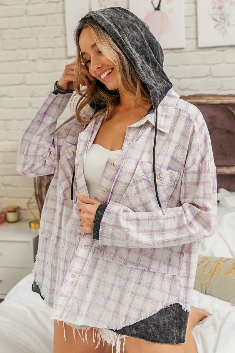 BiBi Casual Check Shirts With Hood - Trendsi | Lola Mariee