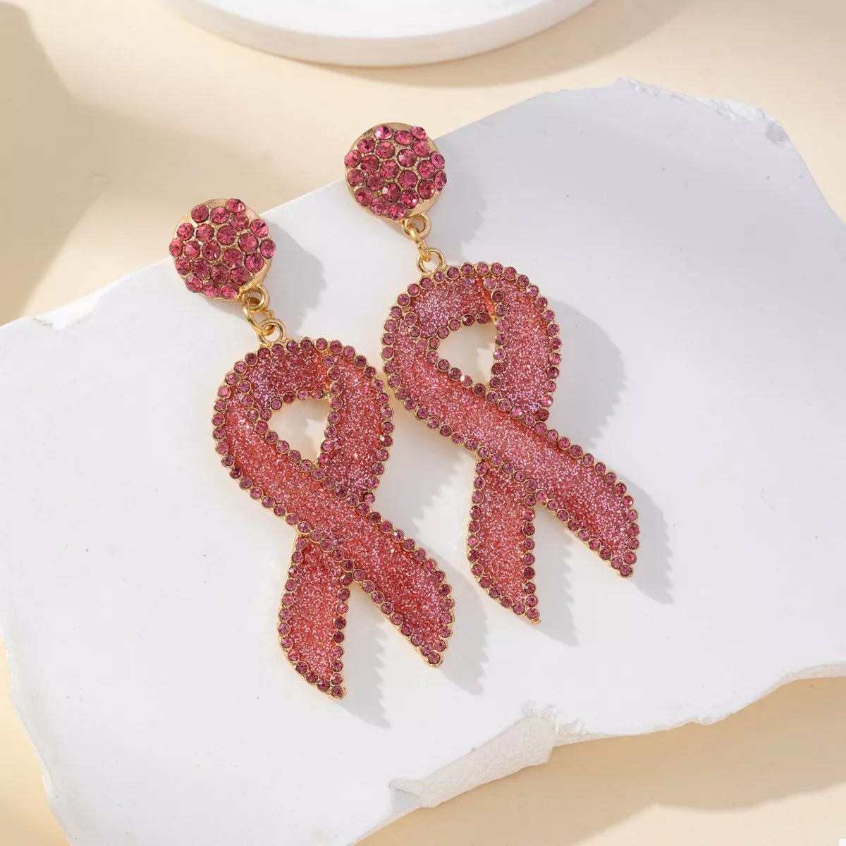 Rhinestone Ribbon Drop Earrings – view 5 | Lola Mariee