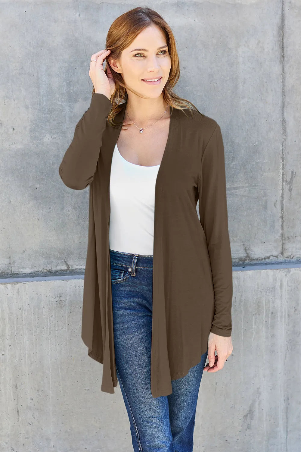 Basic Bae Full Size Open Front Long Sleeve Cardigan – view 9 | Lola Mariee