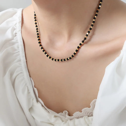 Agate Beaded Titanium Steel Necklace | Lola Mariee
