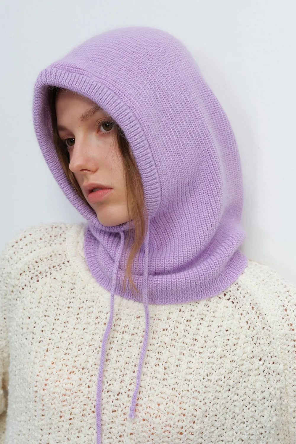 Drawstring Solid Color Thermal Knit Hat – view 5 | Lola Mariee