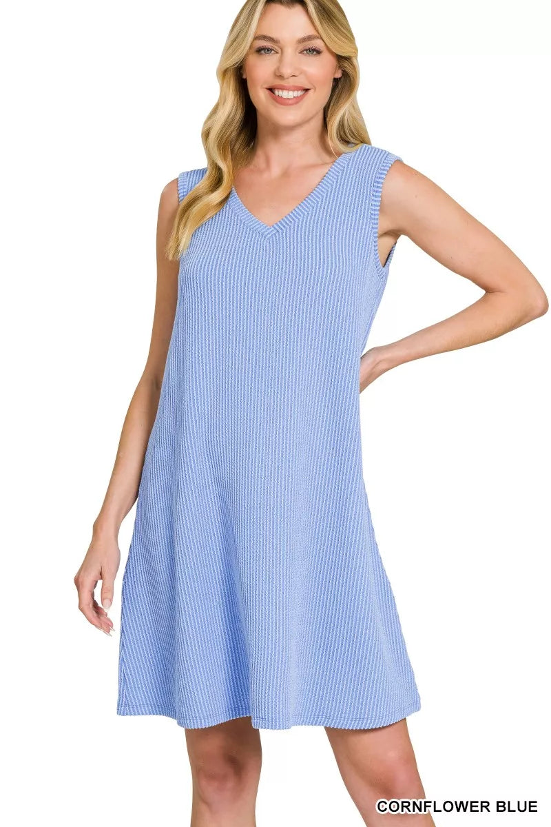 Zenana Raised Rib Sleeveless Mini Dress | Lola Mariee