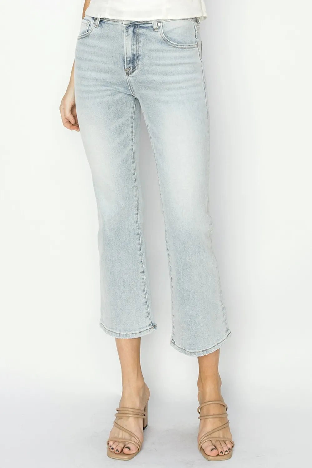 RISEN Full Size Mid Rise Cropped Flare Jeans - women's top at Lola Mariee boutique