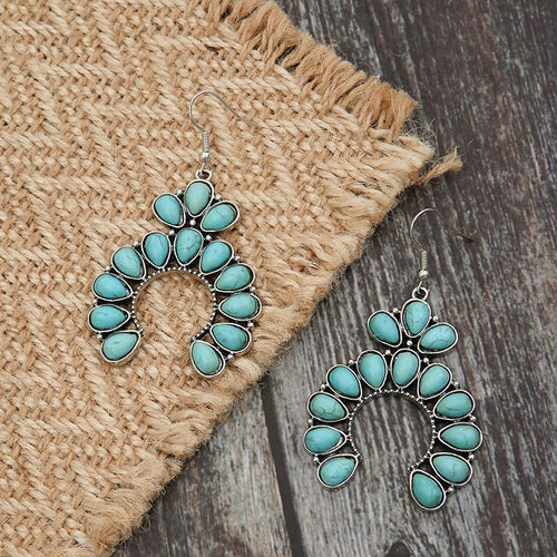 Artificial Turquoise Drop Earrings – view 2 | Lola Mariee