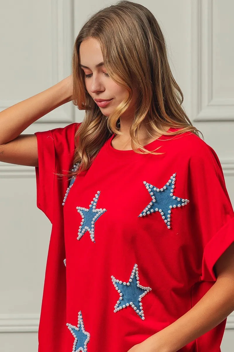 BiBi Fourth Of July Terry T-Shirt - Trendsi | Lola Mariee