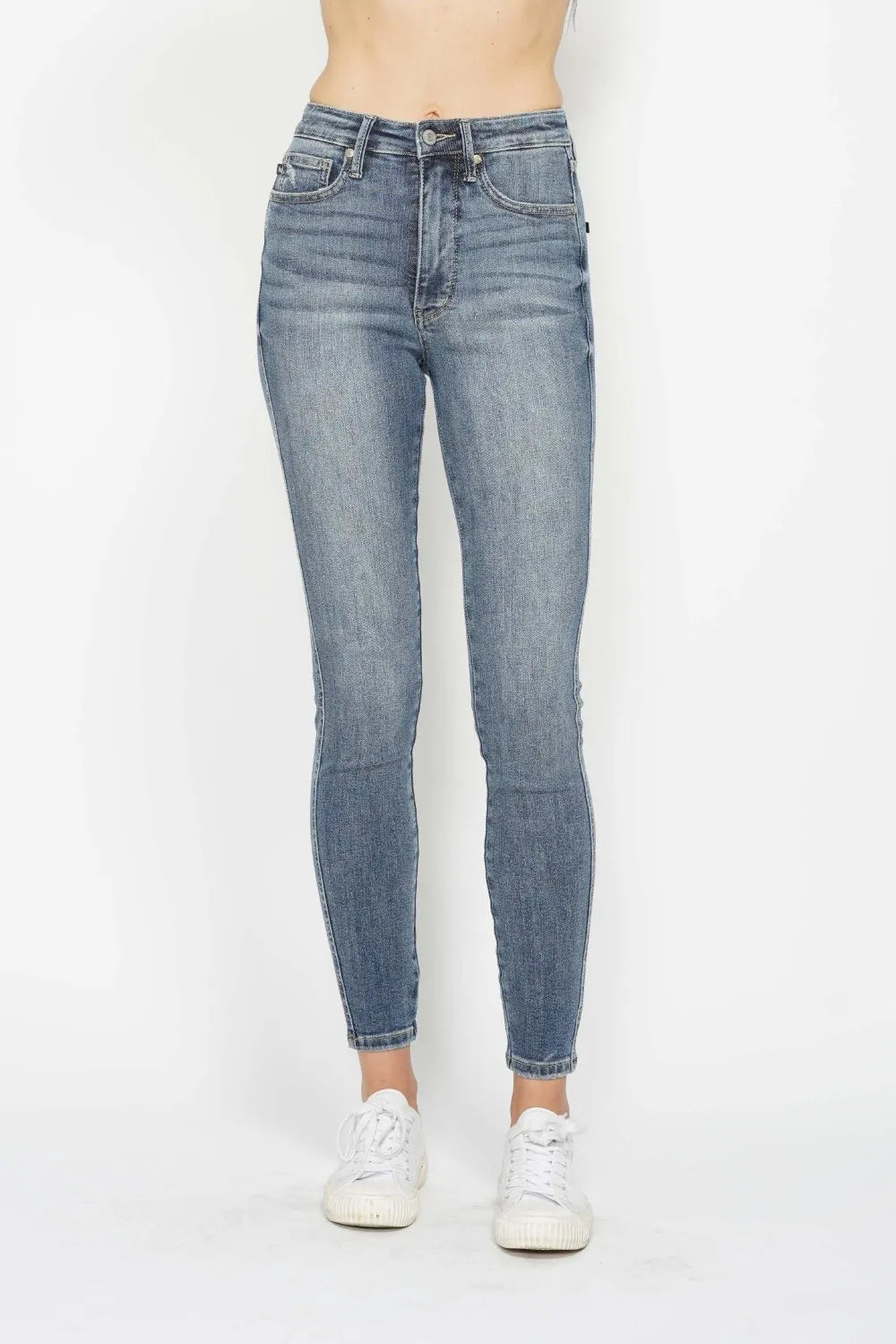 Judy Blue Full Size Tummy Control Contrast Wash Skinny Jeans - women's bottoms at Lola Mariee boutique