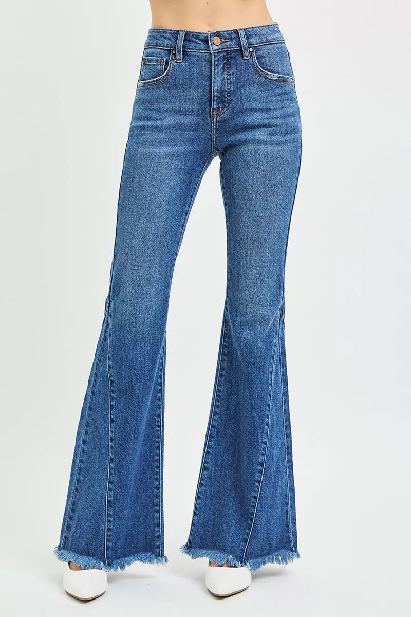 RISEN Mid Rise Flare Side Seam Detailing Jeans - women's bottoms at Lola Mariee boutique