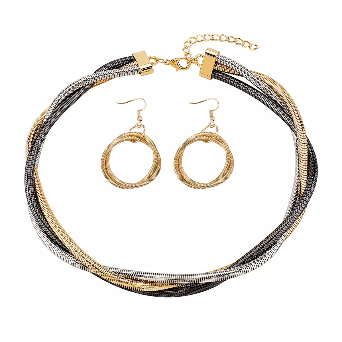 Multi-Layered Earrings and Necklace Jewelry Set – view 6 | Lola Mariee