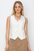 RISEN V Neck Button Down Vest - women's fashion at Lola Mariee boutique