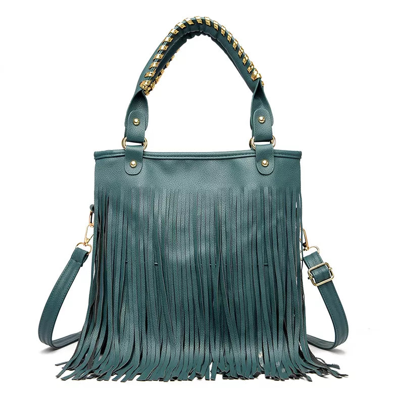 Fringe PU Leather Handbag – view 2 | Lola Mariee