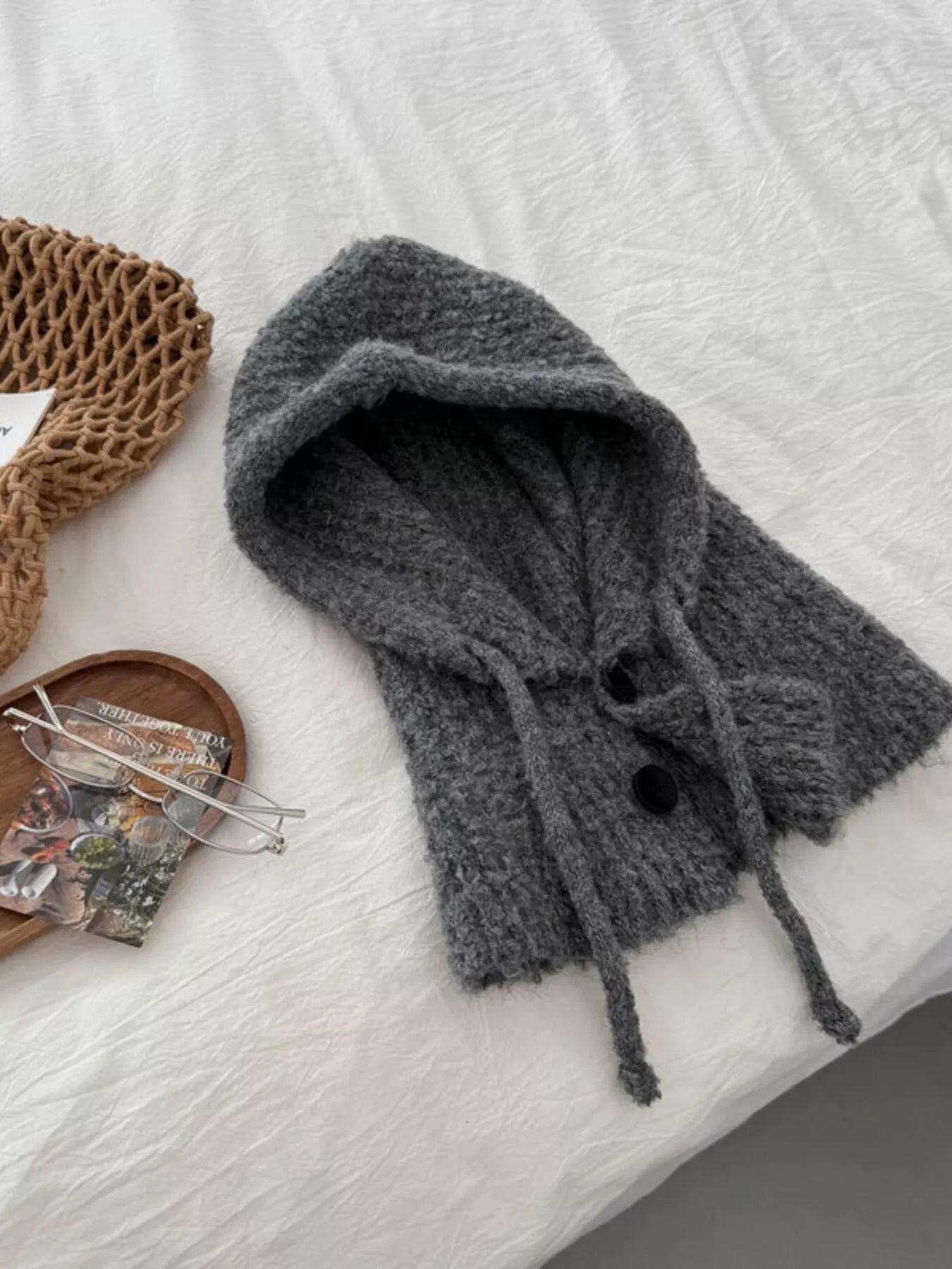 Cozy Knit Button Detail Hat – view 3 | Lola Mariee