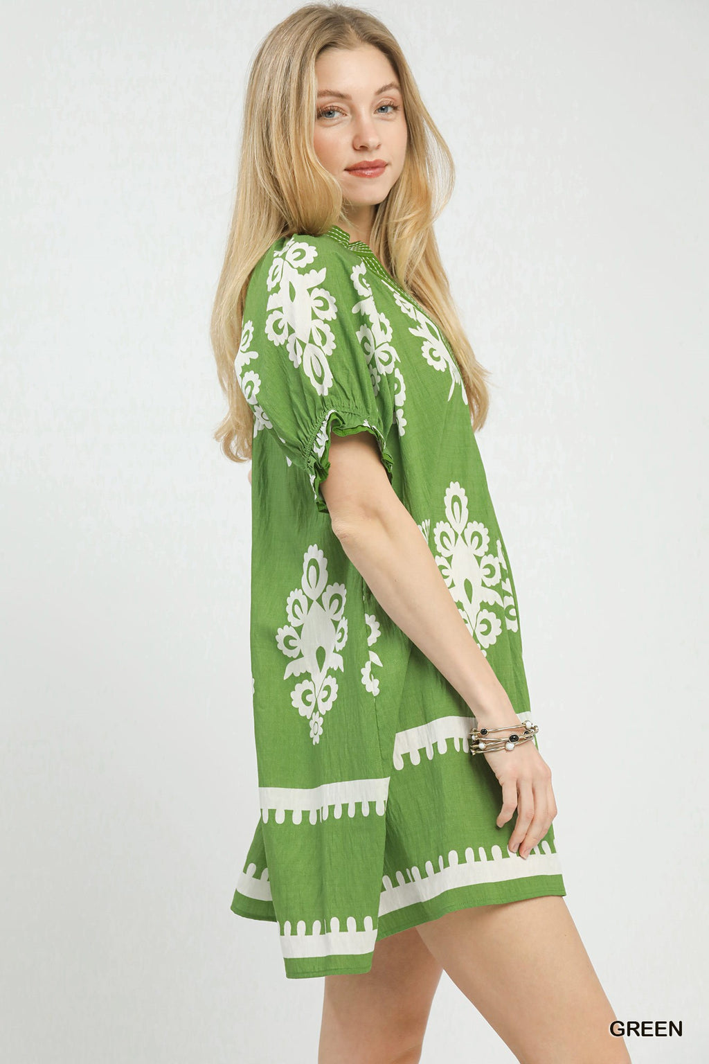 Umgee Two Tone Border Print Mini Dress - Trendsi | Lola Mariee