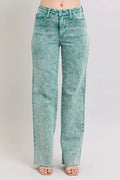 Judy Blue Full Size High Waist Garment Dyed Raw Hem Dad Jean Plus Size - women's bottoms at Lola Mariee boutique